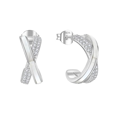 YL Halb Creolen für Damen 925 Sterling Silber Huggies Ohrringe Hypoallergen Huggies Halb Creolen für Frauen Mutter Freundin(16MM) von YL