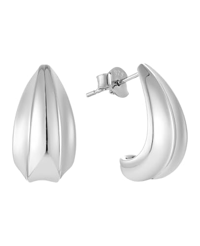YL Halb Creolen für Damen 925 Sterling Silber Huggies Ohrringe Hypoallergen Huggies Halb Creolen für Frauen Mutter Freundin(18MM) von YL