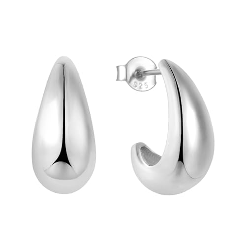 YL Halb Creolen für Damen 925 Sterling Silber Huggies Ohrringe Hypoallergen Huggies Halb Creolen für Frauen Mutter Freundin(20MM) von YL