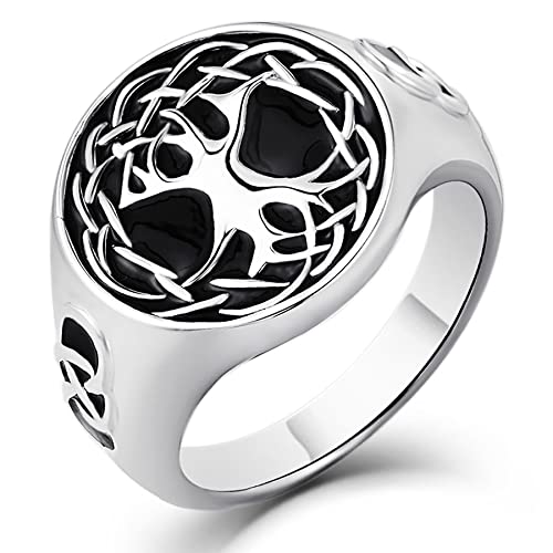 YL Herrenring 925 Sterling Silber Lebensbaum Unendlichkeit Ring(Größe 56) von YL