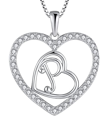 YL Initial Halskette 925 Silber P Alphabet Buchstabe Herz Anhänger Schmuck Geschenke für Damen von YL