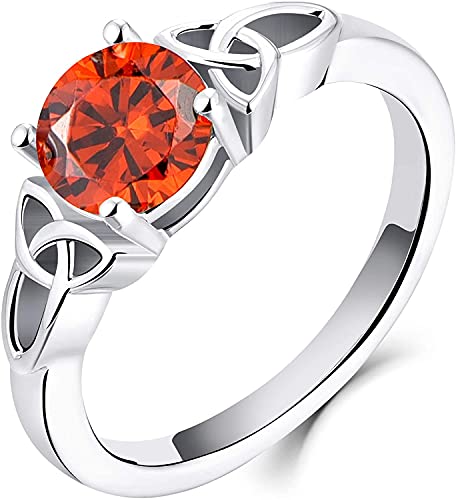 YL Keltischer Ring 925 Sterling Silber Januar Geburtsstein Granat Zirkonia Solitaire Ring Verlobungs-Ehering für Brautfrauen Women(Größe 50） von YL