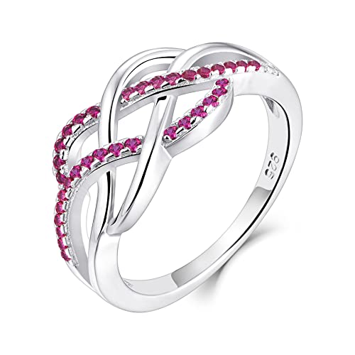 YL Keltischer Ring 925 Sterling Silber Juli Geburtsstein Rubin Jubiläum Ewigkeit Unendlichkeit Keltischer Knotenring für Damen(Größe 50 von YL