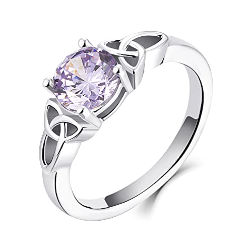 YL Keltischer Ring 925 Sterling Silber Juni Geburtsstein Alexandrit Zirkonia Solitaire Ring Verlobungs-Ehering für Brautfrauen Women(Größe 52） von YL