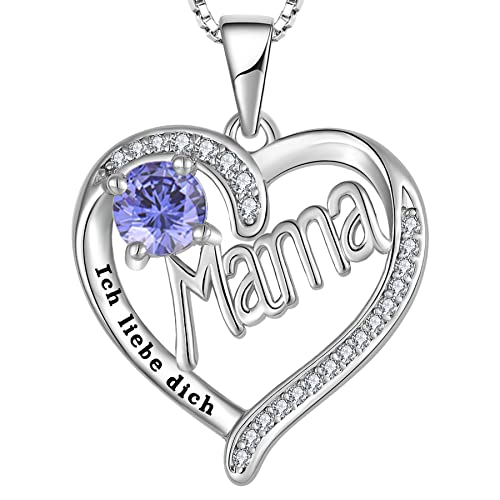 YL Mama Halskette aus 925er Sterlingsilber mit Gravur "Ich liebe dich" im Dezember Geburtsstein Tansanit Mama Anhänger für Damen von YL