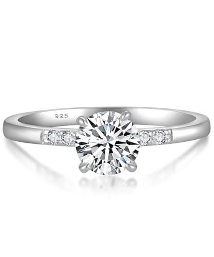 YL Moissanite Ring 0,8 Karat Farbe D VVS1 Moissanit Verlobungsring 925er Sterlingsilber Schmuck Geschenke für Damen Ehefrau Freundin(Größe 50) von YL