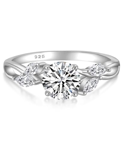 YL Moissanite Ring 1 Karat Farbe D VVS1 Moissanit Blatt Verlobungsring 925er Sterlingsilber Schmuck Geschenke für Damen Ehefrau Freundin(Größe 58) von YL