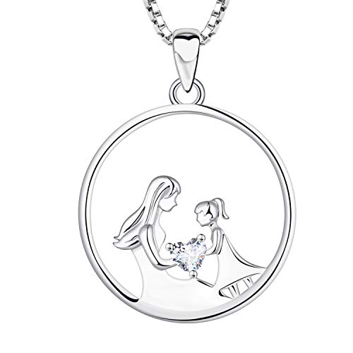 YL Mutter und Tochter Halskette 925 Sterling Silber 12 Geburtsstein Zirkonia Anhänger Halskette Geschenke für Mutter Frauen, 45-48 CM (4-April,Weiß) von YL