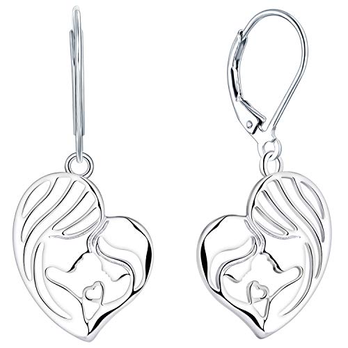 YL Ohrringe Mutter Tochter 925 Silber Mutter und Kind Liebe Herz Ohrringe Geschenke für Mama Damen von YL