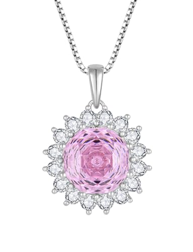 YL Rund Halskette 925 Sterling Silber Rosenschnitt Anhänger November Geburtshelfer Zitrin Kette Schmuckgeschenke für Damen Mutter Freundin von YL