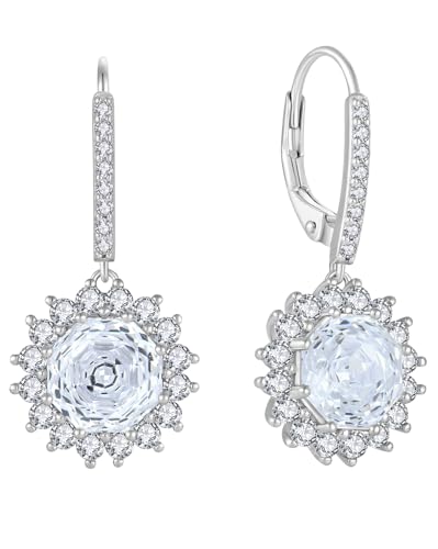 YL Rund Ohrringe 925 Sterling Silber Rosenschnitt April Geburtsstein Weiß Zirkonia Ohrringe Schmuck Geschenke für Damen Mutter Freundin von YL