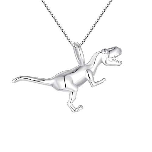 YL Silber Dinosaurier Halskette 925 Silber 3D Tyrannosaurus Anhänger Halskette Schmuck für Herren Männer Damen von YL