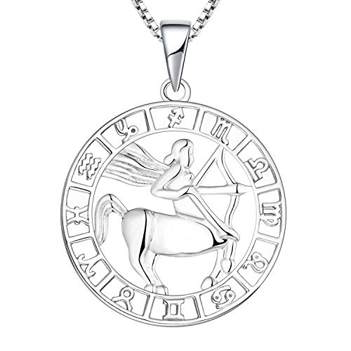 YL Silber Schütze Halskette-925 Sterling Silber Horoskop Sternzeichen 12 Konstellation Anhänger Halskette für Damen von YL