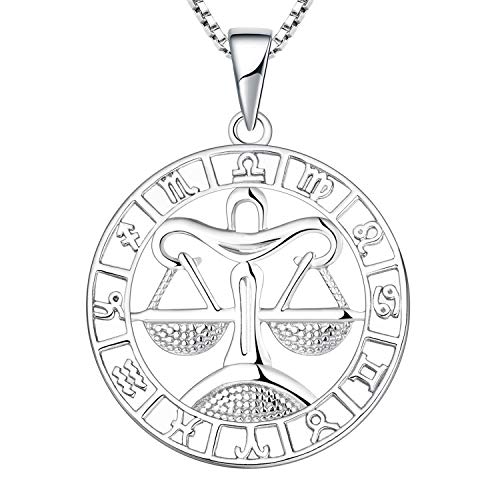 YL Silber Waage Halskette-925 Sterling Silber Horoskop Sternzeichen 12 Konstellation Anhänger Halskette für Damen von YL