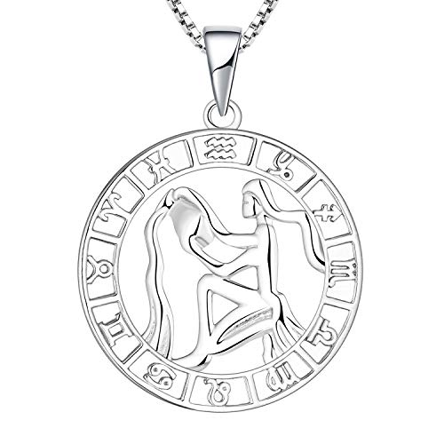 YL Silber Wassermann Halskette-925 Sterling Silber Horoskop Sternzeichen 12 Konstellation Anhänger Halskette für Damen von YL