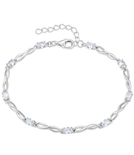 YL Unendlichkeit Armband 925 Sterling Silber 5A Zirkonia Armband Schmuckgeschenke für Damen Mutter Freundin,16-19CM von YL
