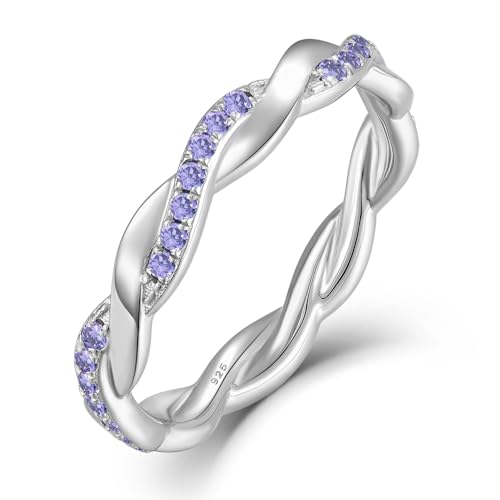 YL Unendlichkeit Damen Ringe 925 Sterling Silber Amethyst Stapelbare Ring Eternity Ewigkeitring Schmuck Geschenke für Damen Mutter Freundin,Größe56 von YL