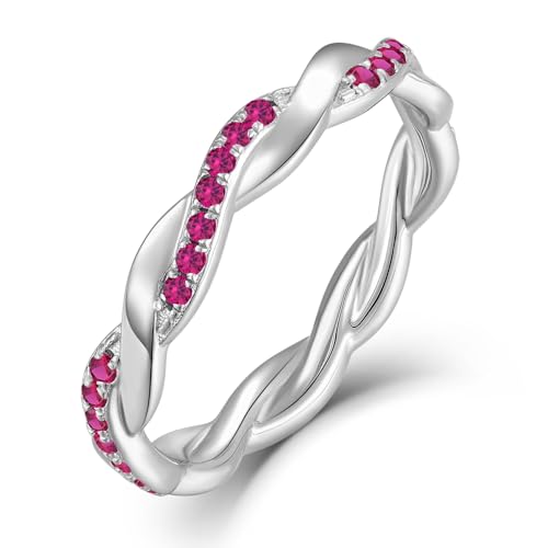 YL Unendlichkeit Damen Ringe 925 Sterling Silber Rubin Stapelbare Ring Eternity Ewigkeitring Schmuck Geschenke für Damen Mutter Freundin,Größe52 von YL