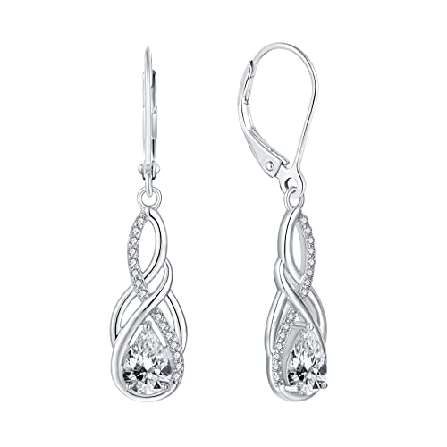 YL Unendlichkeit Keltischer Knoten Tropfen Ohrringe 925 Sterling Silber April Geburtsstein Simuliertes Diamant Ohrringe für Damen von YL