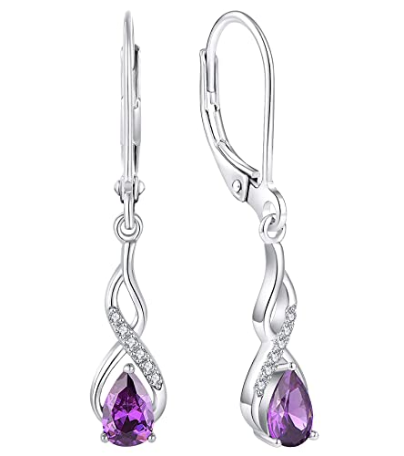 YL Unendlichkeit Ohrringe 925 Sterling Silber Februar Geburtsstein Amethyst Ohrringe für Damen von YL