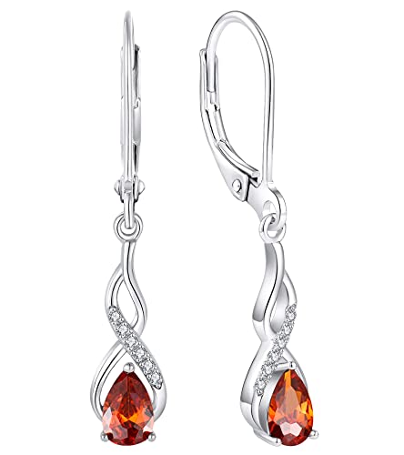 YL Unendlichkeit Ohrringe 925 Sterling Silber Januar Geburtsstein Granat Ohrringe für Damen von YL
