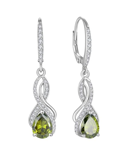 YL Unendlichkeit Ohrringe 925 Sterling Silber Knoten Ohrringe August Geburtsstein Peridot Grüne Zirkonia Schmuck Geschenke für Damen Mutter Freundin von YL