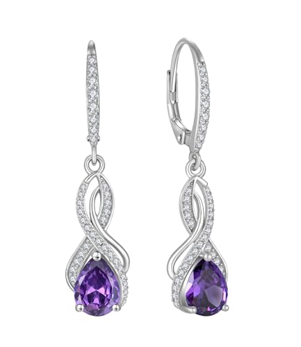 YL Unendlichkeit Ohrringe 925 Sterling Silber Knoten Ohrringe Februar Geburtsstein Amethyst Schmuck Geschenke für Damen Mutter Freundin von YL