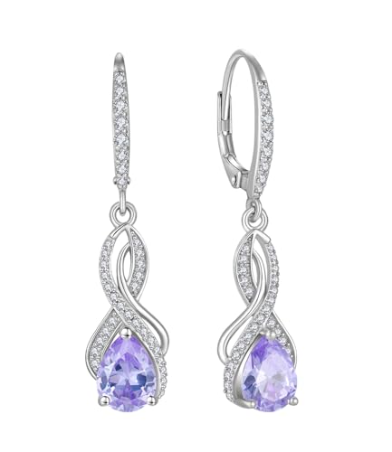 YL Unendlichkeit Ohrringe 925 Sterling Silber Knoten Ohrringe Juni Geburtsstein Alexandrite Schmuck Geschenke für Damen Mutter Freundin von YL