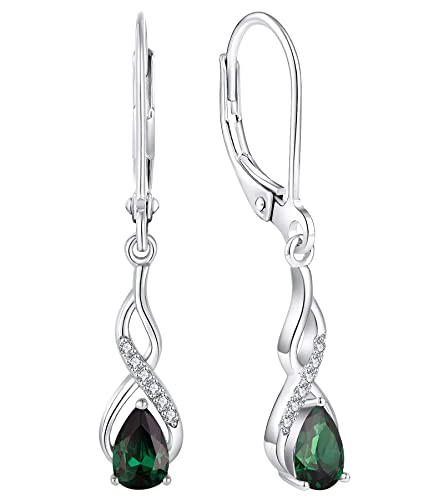 YL Unendlichkeit Ohrringe 925 Sterling Silber Mai Geburtsstein Smaragd Ohrringe für Damen von YL