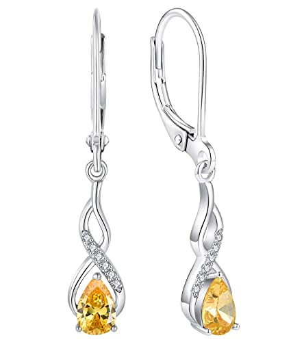 YL Unendlichkeit Ohrringe 925 Sterling Silber November Geburtsstein Citrine Zirkonia Ohrringe für Damen von YL