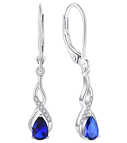 YL Unendlichkeit Ohrringe 925 Sterling Silber September Geburtsstein Saphir Ohrringe für Damen von YL