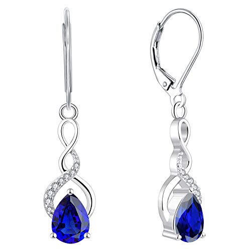 YL Unendlichkeit Tropfen Ohrringe 925 Sterling Silber September Geburtsstein Saphir Ohrringe für Damen von YL