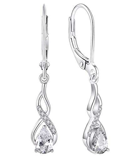YL Unendlichkeit Ohrringe 925 Sterling Silber April Geburtsstein Simuliertes Diamant Ohrringe für Damen von YL