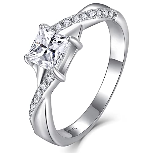 YL Verlobungsring 925 Sterling Silber Schliff 5A Zirkonia Prinzessin Unendlichkeit Ring Solitaire Band Schmuck Geschenk für Damen(Größe 52) von YL