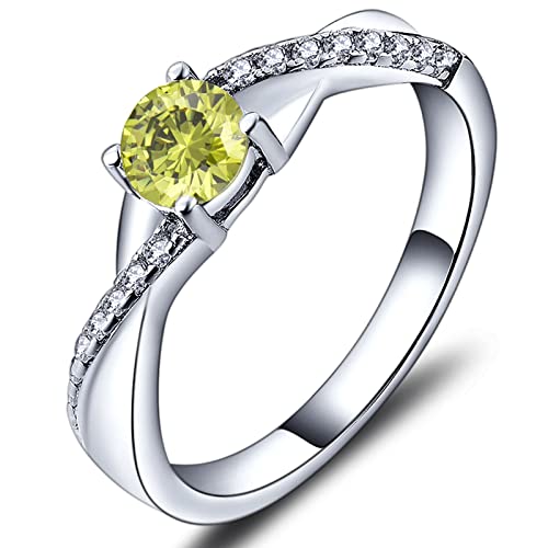 YL Verlobungsring August Birthstone Peridot Green Zirkonia Criss Cross Infinity Solitaire Ehering für Frauen Braut (Größe 60) von YL