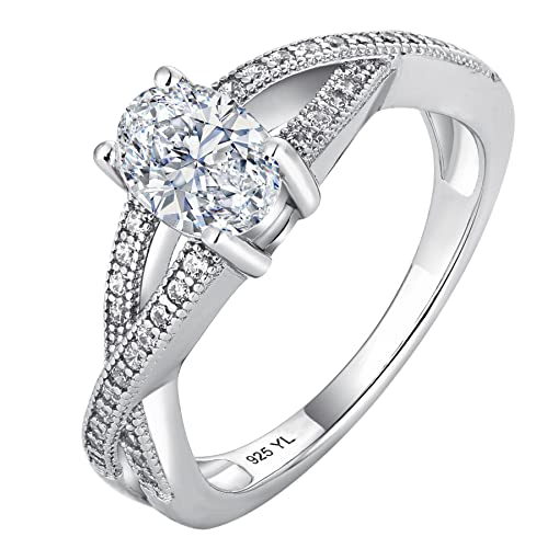 YL Verlobungsring Unendlichkeit Ring 925 Sterling Silber mit Oval Zirkonia Ehering für Braut Damen(Größe 52） von YL