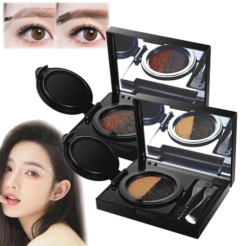 Augenbrauen- und Eyeliner-Creme mit Stempel, Multifunktionaler Doppelköpfiger Eyeliner-Stempel, 2 in 1 Wasserfester Augenbrauenpuder Und Eyeliner-Creme (Grau + Braun) von YLBHYIRSJF