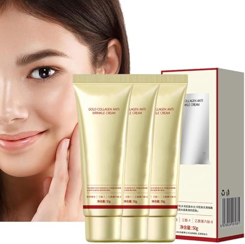 Golden Collagen Anti-Wrinkle Cream, Korean Collagen Face Moisturizer, Long-Lasting Deep Moisturizing Firming Cream, Anti Aging & Skin Tightening for Women, 50g (3 PCS) von YLBHYIRSJF