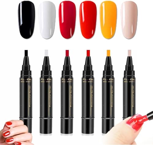 Nail Polish Pens, 3 in 1 Gel Nail Polish Pen Set, 36 Color 8 ml, Quick Dry One Step, DIY Arts for Home and Professional Manicure (6 PCS) (A) von YLBHYIRSJF