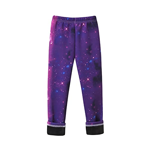 Mädchen Thermo Leggings Herbst und Winter Druck Hosen Kinder Samt Dicke Schlank Stretch Knöchellang Kleidung Hosen Leggings Warme Süße Kinderkleidung (Purple-c, 8-10 Years) von YLLQXI