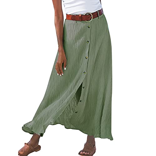 Sommerrock Damen Rock Länge Maxirock Damen Lang FreizeitröCke Lange FaltenröCke Wickelrock Damen Länge Boho Rock Knielang Damenrock Blümchen Casualrock Schlitz StrandröCke Skirts for Women von YLLQXI