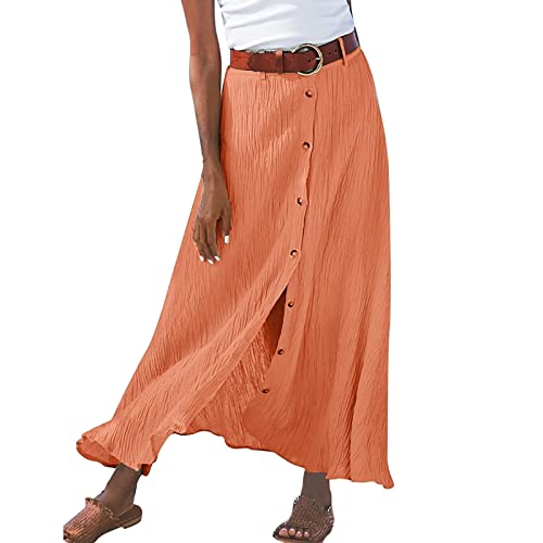Sommerrock Damen Rock Länge Maxirock Damen Lang FreizeitröCke Lange FaltenröCke Wickelrock Damen Länge Boho Rock Knielang Damenrock Blümchen Casualrock Schlitz StrandröCke Skirts for Women von YLLQXI