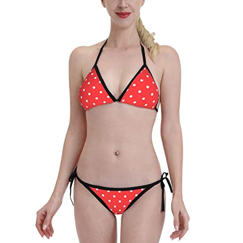 YLLYQHSC Neglegei Programmierer Programmiercode Bikini Set Badeanzüge für Frauen Badeanzüge Keine Felgen Schwimmkostüm, Rot und Weiß gepunktet, onesize von YLLYQHSC