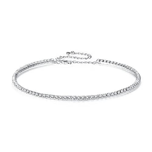 1 x Halskette mit Strasssteinen, silberfarben, für Damen und Mädchen von YLLZJ