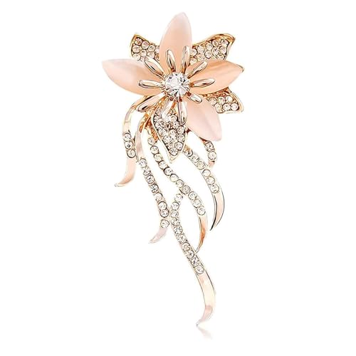 Brosche Damen, Blumenbrosche mit künstlichem Kristall, Mode Legierung Blume Elegante Strass Pin Anstecknadel Brosche für Kleidung Kleid Dekoration Schmuck von YLLZJ