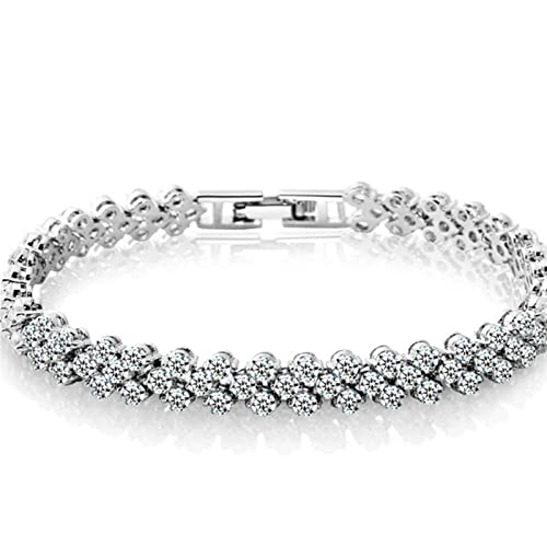 YLLZJ Einfaches Damen Armband Angel Serie Kristall Armband, Durchsichtig, Weiß, Ideal Cut, Klassische Juwelen, Alltag, Modern, Regolabile, Einfacher Haken, Tennis-Kette, 1 Stück von YLLZJ