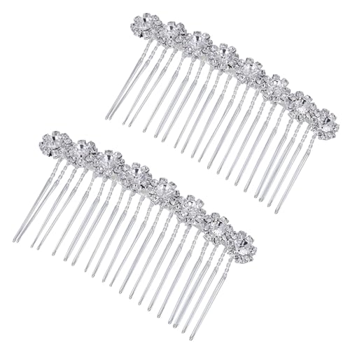 Hochwertiger Haarkamm mit Silberstrass-Blumenkristallen für festliche Anlässe, Perfekt für Hochzeiten und als Brautschmuck, Für Damen und Mädchen geeignet, 2er Set von YLLZJ