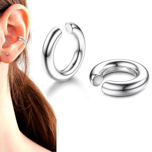 Ohrringe für Damen Ear Cuff Für Damen Manschettenohrringe mit Clip Vintage Dicke Runde Huggie Hypoallergen Fake Ohrklemme Mädchen Geschenke,Geschenke für Den Valentinstag von YLLZJ