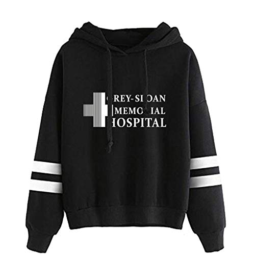 YLWX Herren Damen Hoodies Grey's Anatomy Kapuzenpullover Druck Pullover Sweatshirt Grey-Sloan Memorial Hospital,Black-XL von YLWX