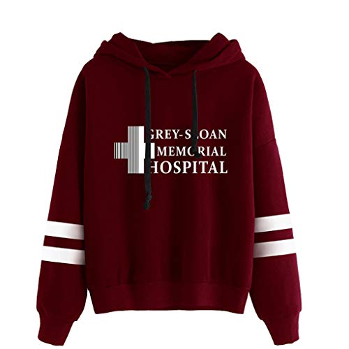 YLWX Herren Damen Hoodies Grey's Anatomy Kapuzenpullover Druck Pullover Sweatshirt Grey-Sloan Memorial Hospital,Red-S von YLWX